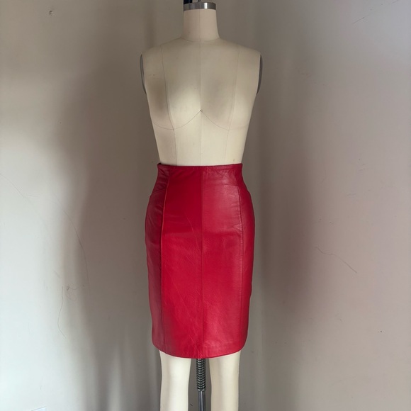 Vintage Wilson’s Leather Red Leather Pencil Skirt - Picture 1 of 6